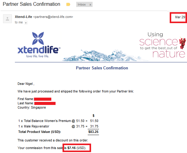 2010329 online business income and payment received proof xtend life