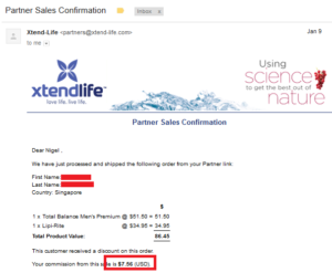 20170109 online business income and payment received proof xtend life
