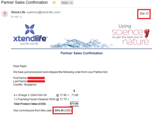 20170327 online business income and payment received proof xtend life