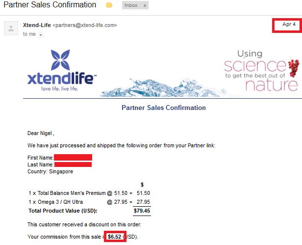 20170404 online business income and payment received proof xtend life