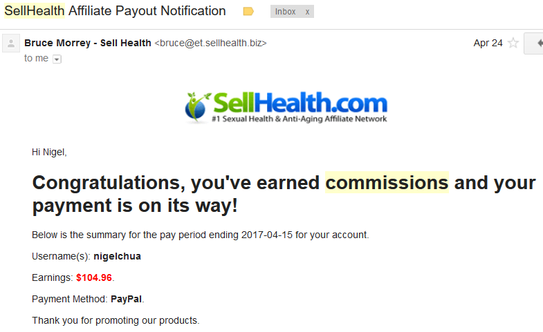 20170424 SellHealth Affiliate Commission Payout