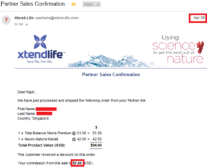 20170426 online business income and payment received proof xtend life