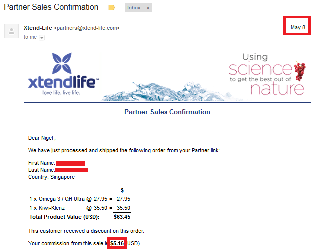 20170508 online business income and payment received proof xtend life