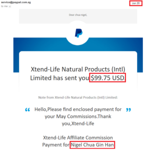 20th june 2018 xtend life affiliate commission payment