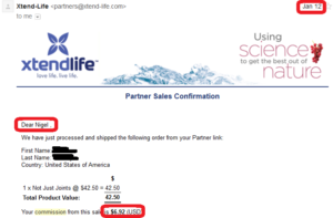 online business income and payment received proof xtend life 2016 january 12